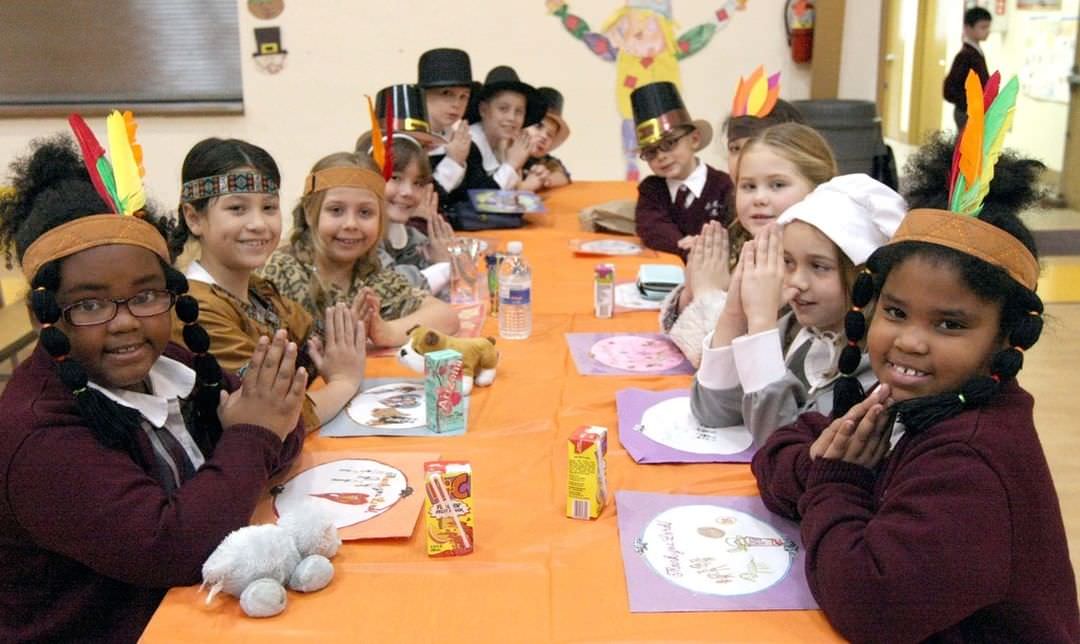 St. Margaret Mary School Students Say Grace At Thanksgiving Lunch Party, 2010.