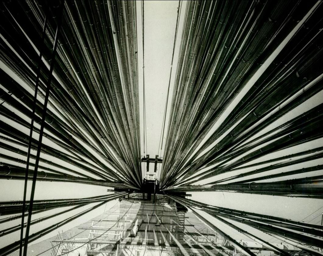 Verrazzano-Narrows Bridge Construction Weighing Nearly 70,000 Tons, 1963.
