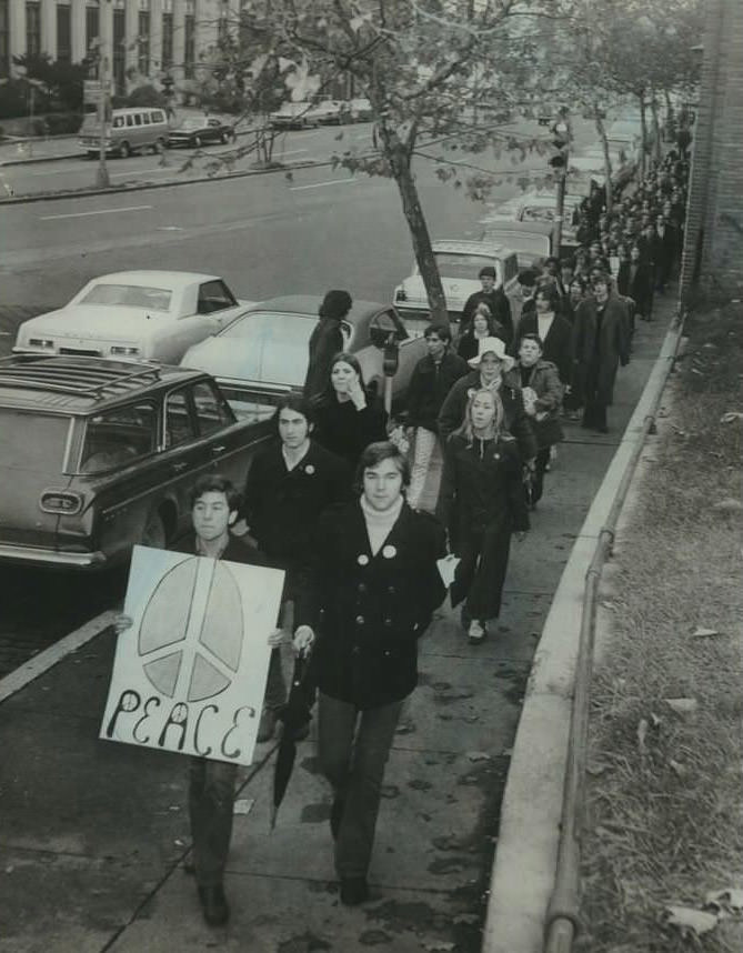Peace Marchers Proceed Up Bay Street To Borough Hall, 1969.