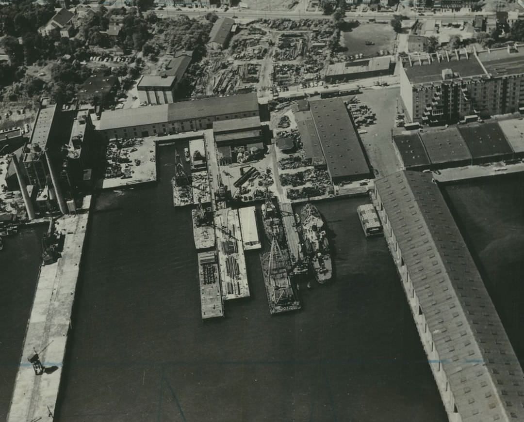 Aerial View Of Merritt-Chapman &Amp;Amp; Scott Corporation'S Rosebank, Staten Island, Service And Supply Yard, 1958.