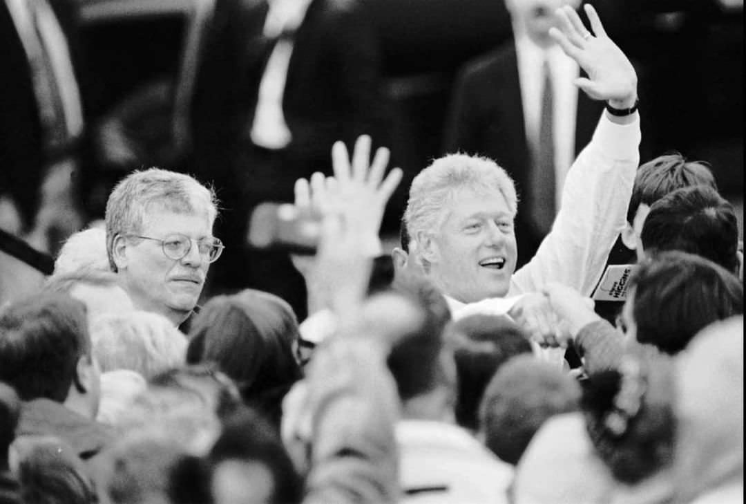 Eric Vitaliano And President Clinton Work The Crowd After Rally At The College Of Staten Island, 1997.