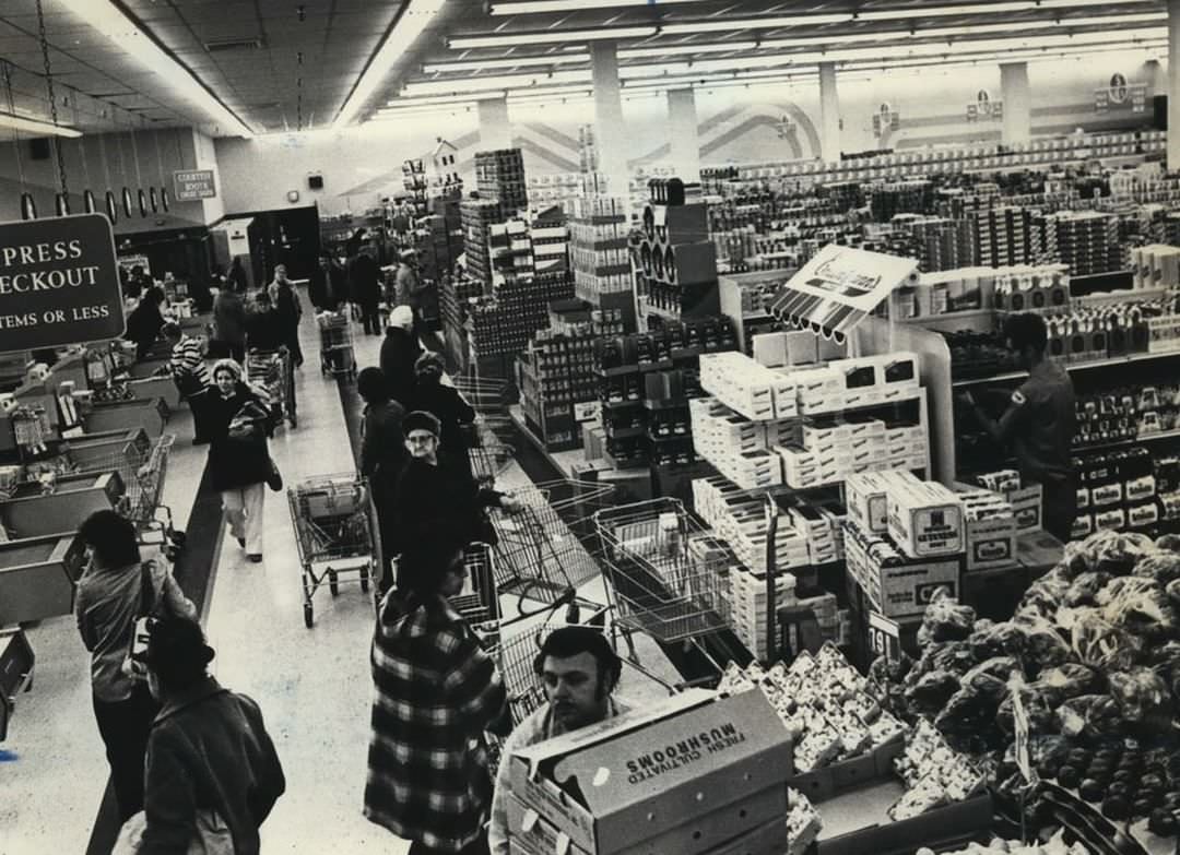 Shoppers In Majors Food Store, 1974.