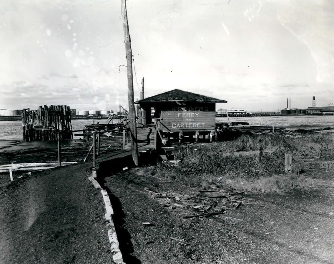 Carteret Ferry At The Foot Of Victory Boulevard On The Arthur Kill, Photo Taken In 1951.
