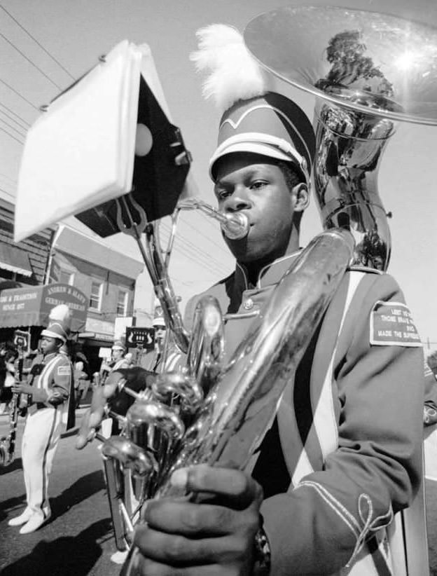 A Member Of The Port Richmond High School Marching Band In The Staten Island Columbus Day Parade, 1996.