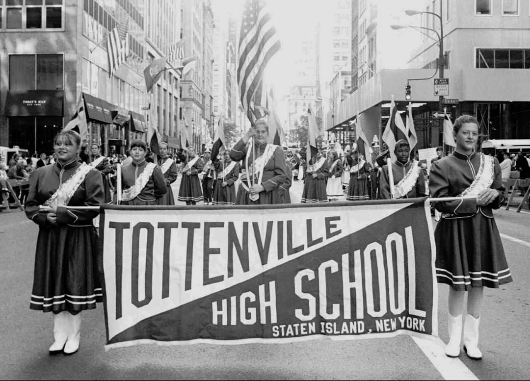The Tottenville High School Marching Band In The 1995 Columbus Day Parade.