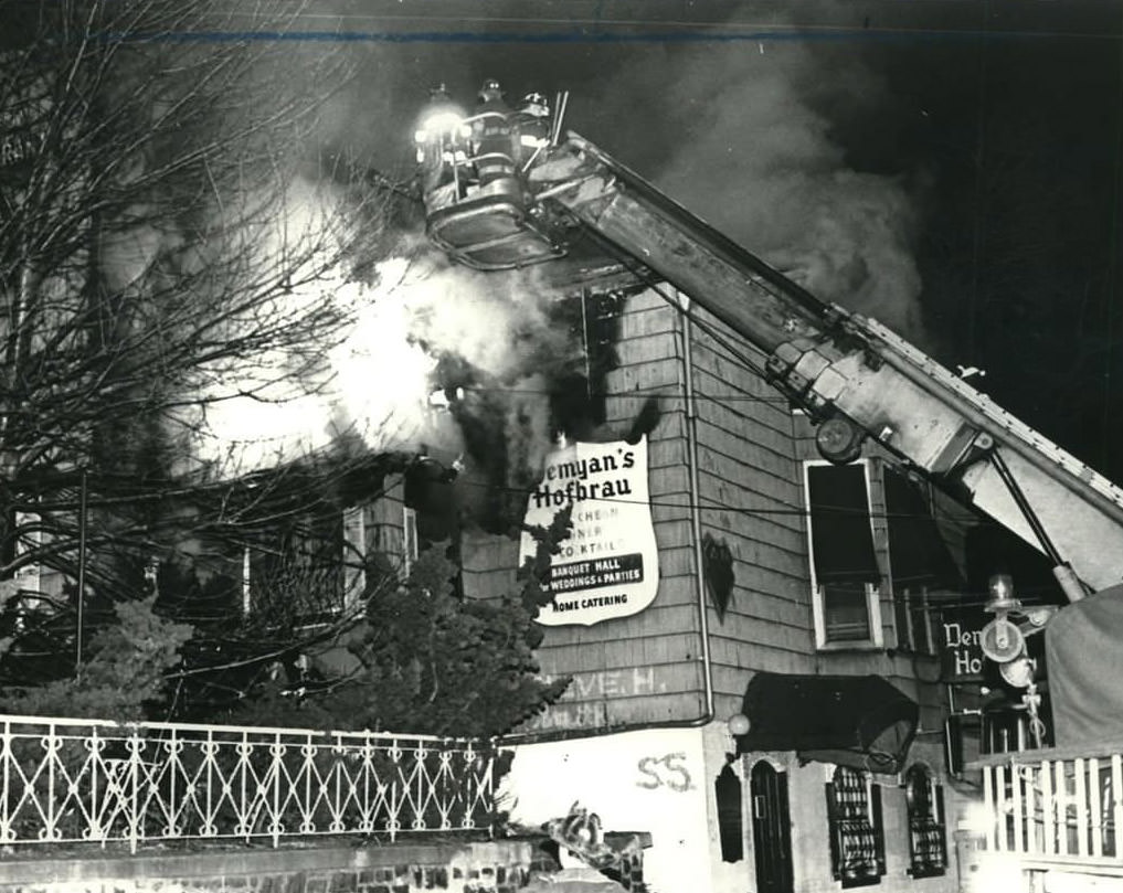 Firemen Attack The Fire In Demyan'S Hofbrau In Stapleton, 1980.