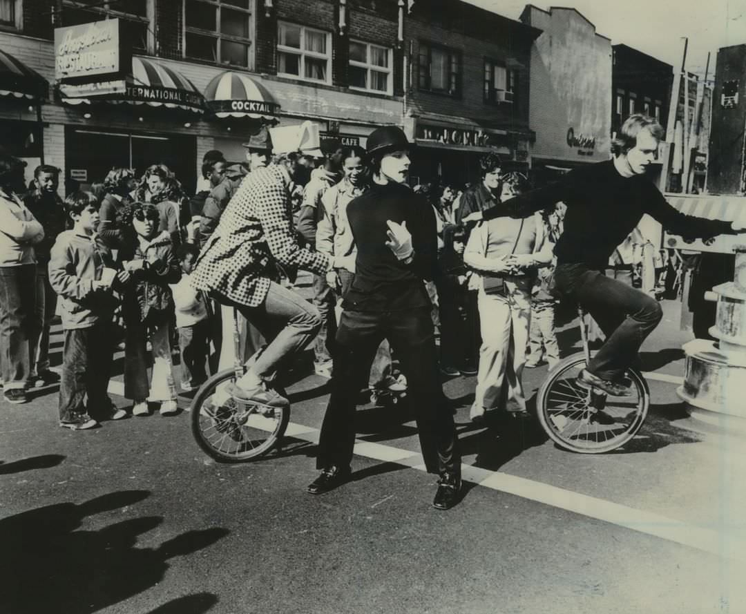 Mime &Amp;Amp; Clown Entertainers During A Street Fair On Richmond Avenue, 1979.
