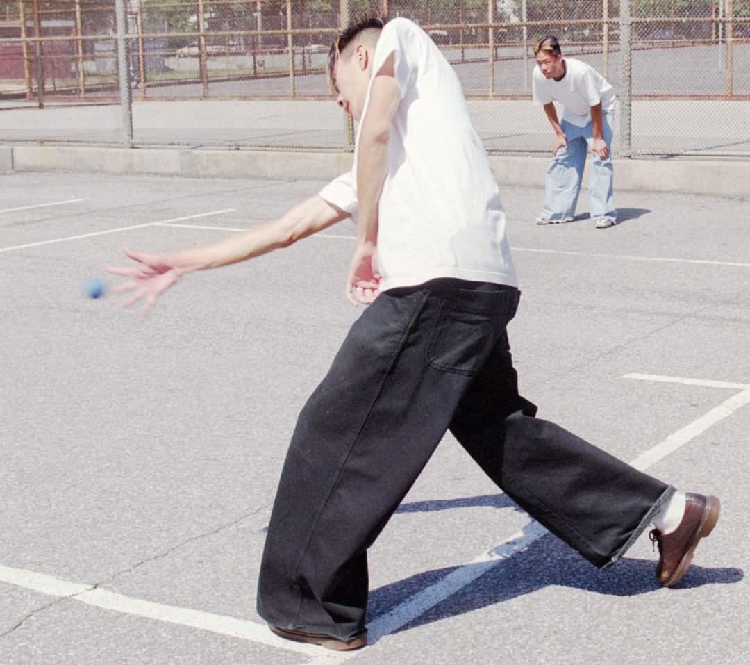 Two Oakwood Teens Play Handball At Staten Island Technical High School, 1999.
