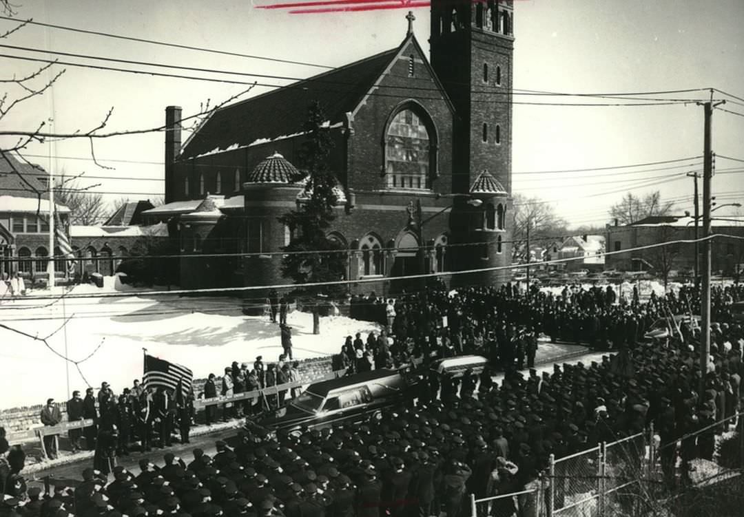 Streets Surround Sacred Heart Church In A Sea Of Blue Saluting Fallen Police Officer Luis Lopez, 1993.