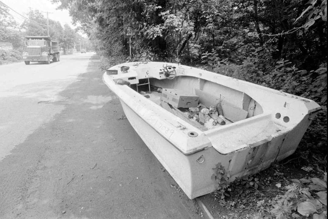 Discarded Boat Left On The Side Of Arthur Kill Road, July 1996.