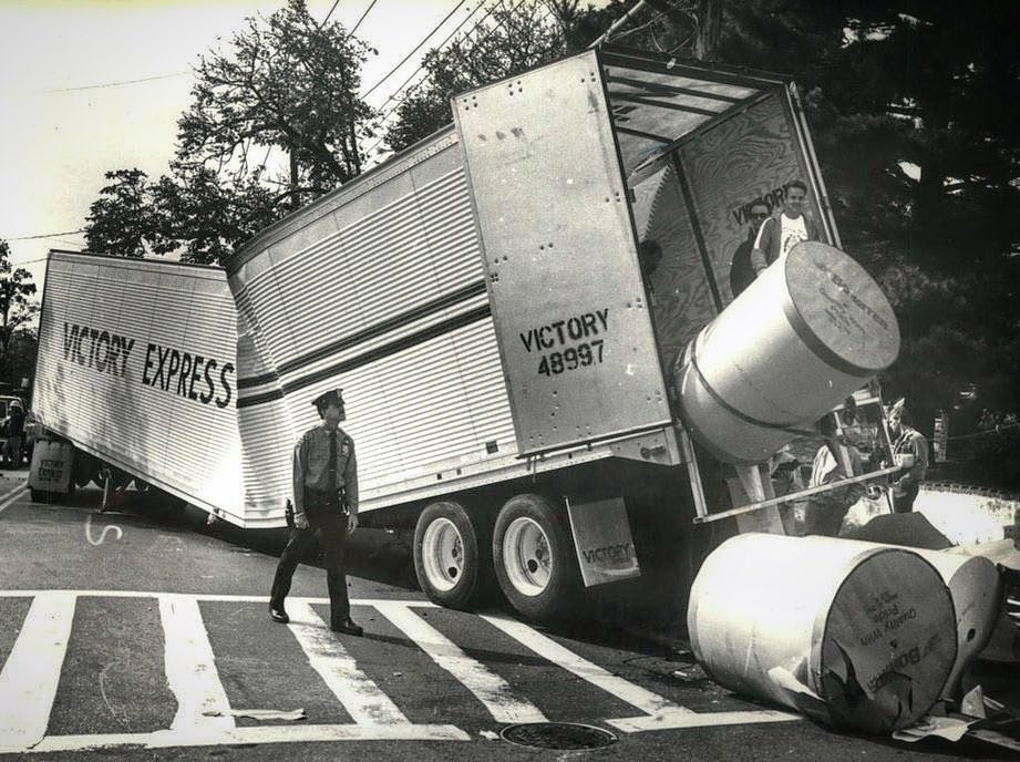 Truck Accident At Mclean And Lily Pond Avenues, South Beach, 1991.