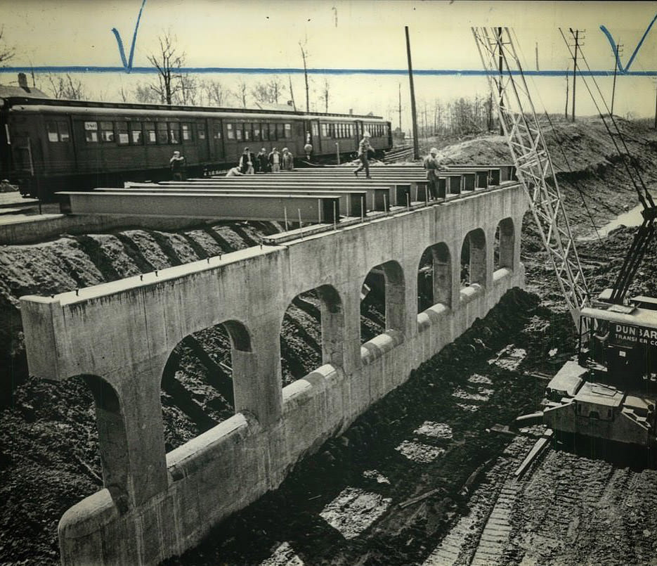The Sir Guyon Ave., Oakwood Overpass Under Construction, 1963.