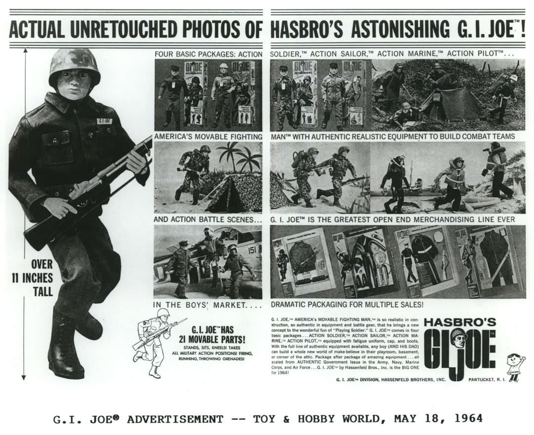 Hasbro G.i. Joe Action Figure Toy Advertisement, Original Idea Developed In 1963 By Stan Weston, Licensed To Hasbro, 1964.