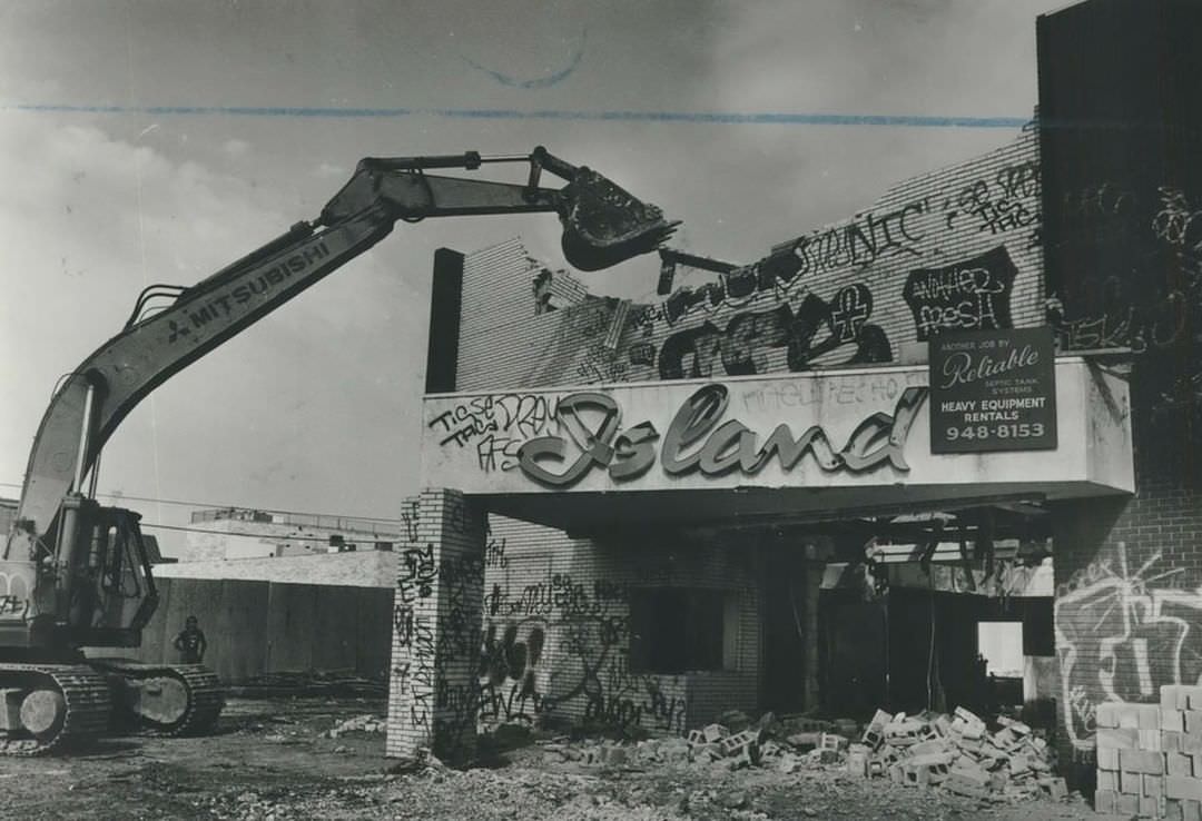 United Artists Island Theatre Torn Down For Multiplex Theater, 1991.