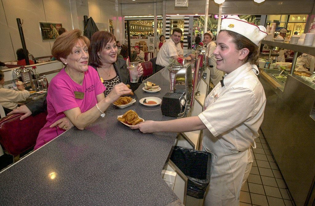 Justine Abruzzo Serves Customers At Johnny Rockets In The Staten Island Mall, 2001.