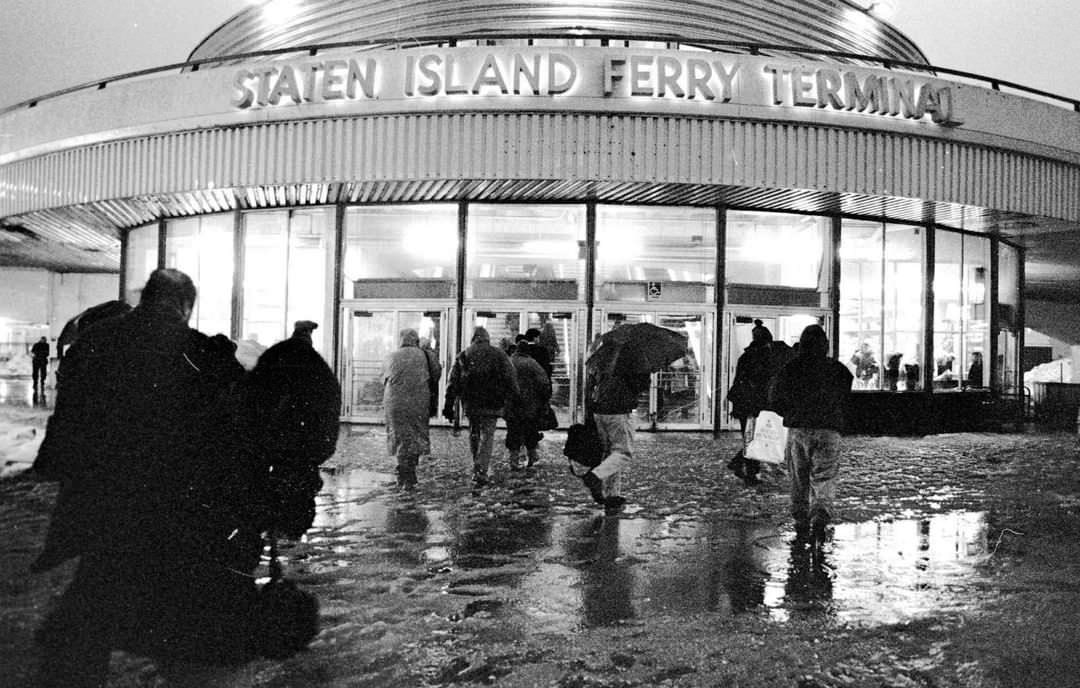Riders Rush To The Boat At The Old Whitehall Ferry Terminal, 1996.