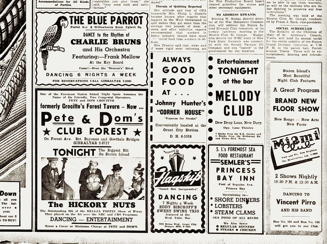 Going Out 76 Years Ago: Address On The Melody Club Ad, 1943.