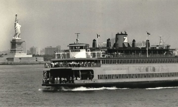 Even When It'S Old, It Doesn'T Get Old! The Staten Island Ferry Passes Lady Liberty; The American Legion Was Delivered In 1965, Retired In 2006, 1992.