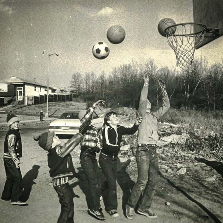 Kids Took Advantage Of A Warm Day To Shoot Hoops On Ramona Avenue, Huguenot, 1980.