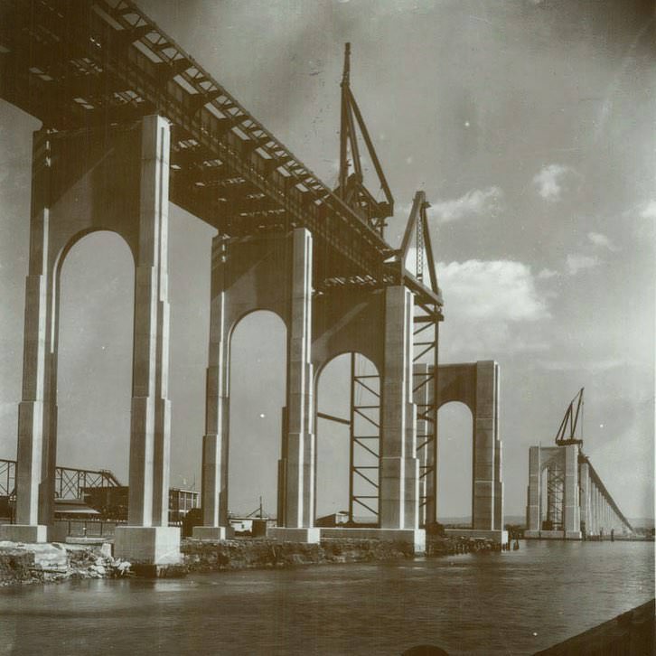 Construction Of The Main Span Of The Goethals Bridge, Named For Major General George W. Goethals, Opened On June 20, 1928