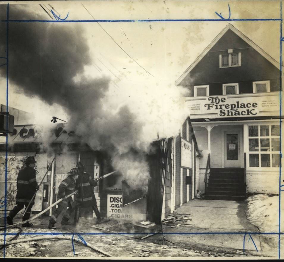 Firefighters Pour Water Into The Candy Shack At 1898 Victory Blvd., Meiers Corners, March 1978.