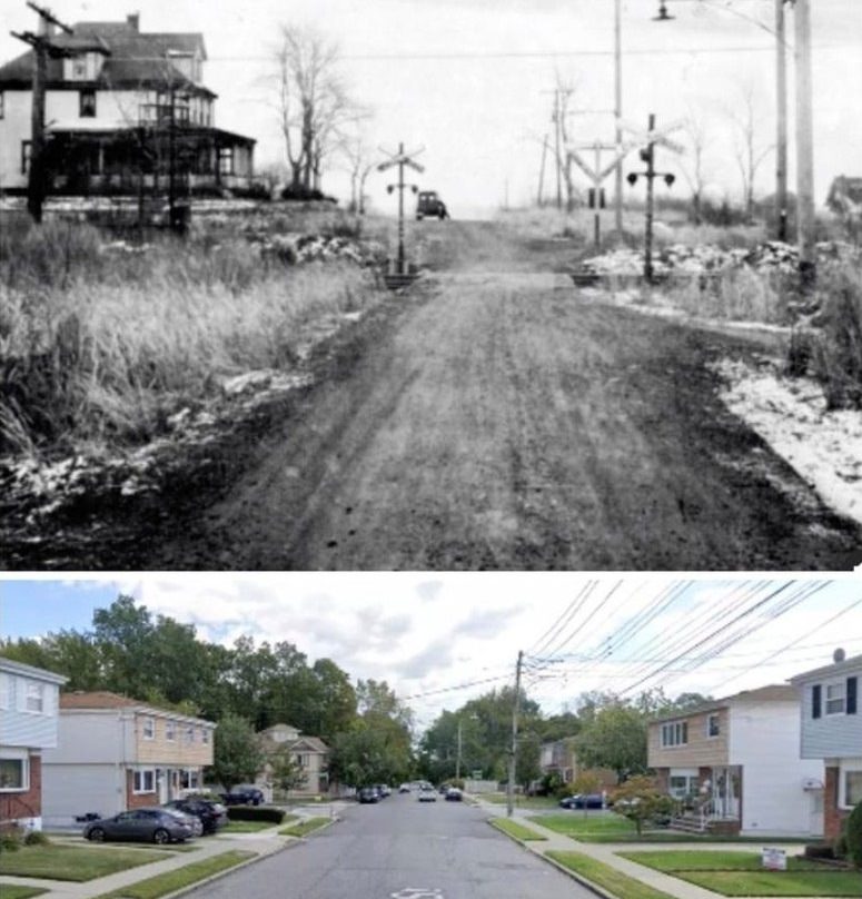 Buffalo Street, Bay Terrace, Looking East, Circa 1939 And The Street East Of The Sir Today.