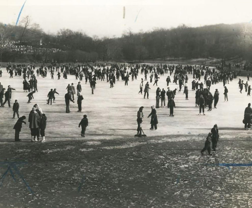 Ice Skating At Martlings Pond In Clove Lakes Park, 1955