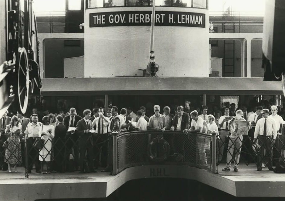 The 7:45 A.m. Governor Herbert H. Lehman Ferryboat Loaded With Commuters, 1991.