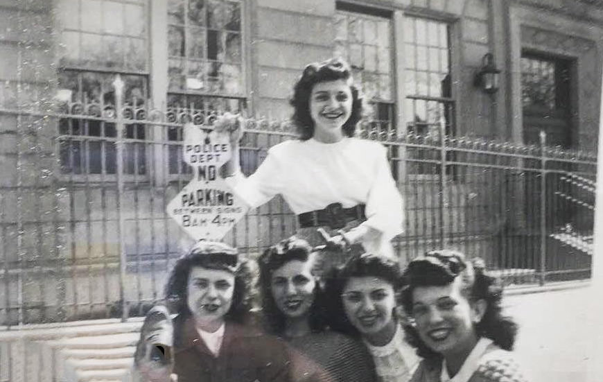 A 70-Year-Old Photo In Front Of Mckee High School, Revealing A Family Connection Between Generations Who Attended The Same School, 1949.