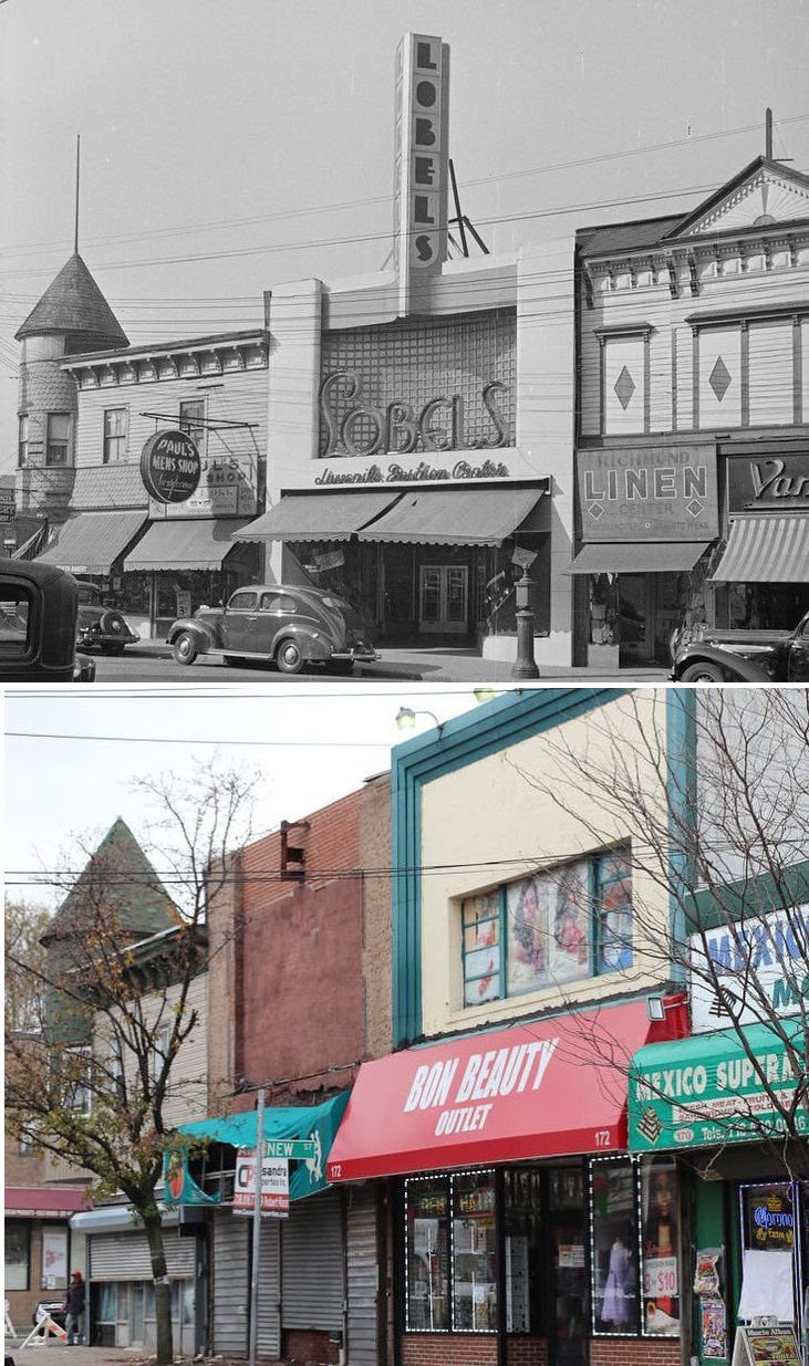 Shops Are Shown Along Port Richmond Avenue In Port Richmond, Circa 1940’S. The Avenue Today As New Stores Have Taken The Place Of The 1940S Shops.