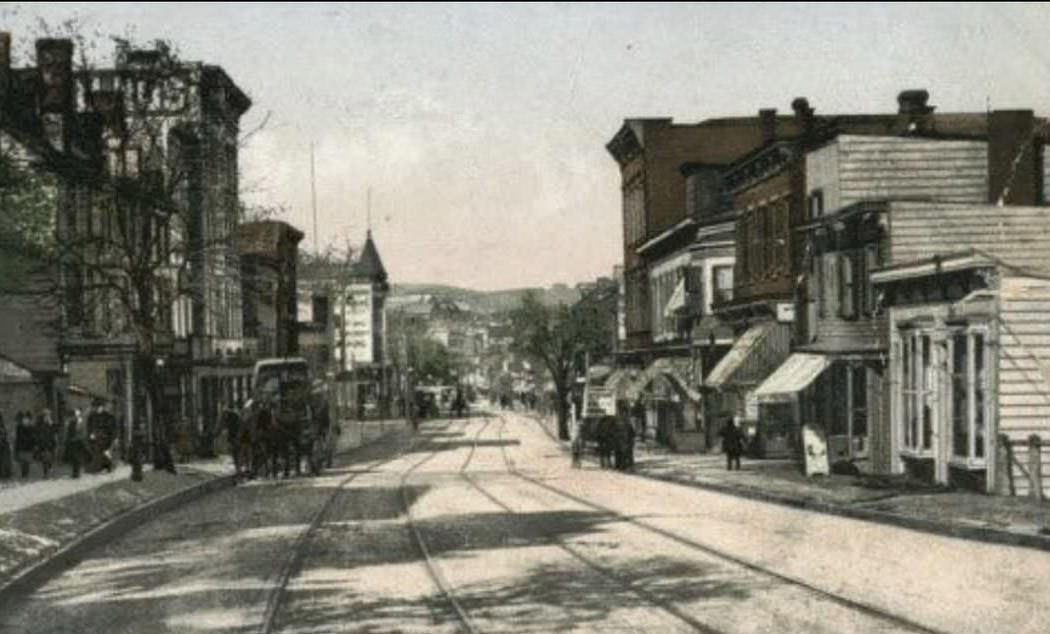 Bay Street, North Stapleton, Featuring Trolley Tracks, People, Horses, And Shops, 1890S