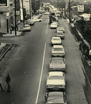 Traffic On Bay Street, Clifton, Crawling Towards St. George After Sirt Strike, 1970.