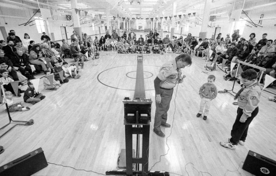 Cromwell Center Filled With Friends And Family Of The Annual Pinewood Derby Scout Racers In 1995.