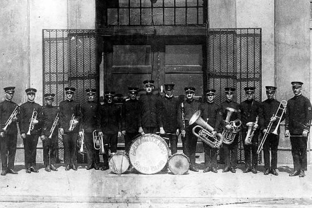 The American Dock Co. Operated Piers And Warehouses; Employees Pictured In The Company'S Band, 1919.