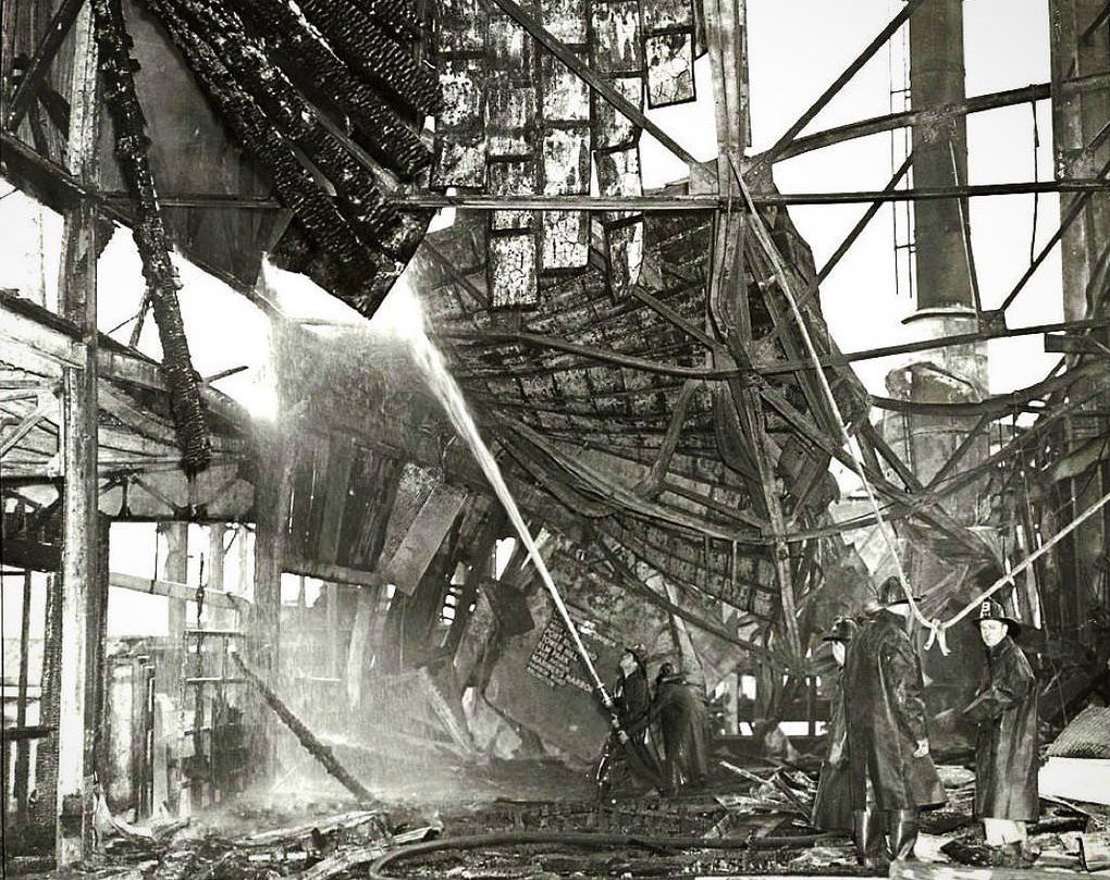 Flames Devastating The St. George Ferry Terminal, Killing Three And Injuring 280, June 26, 1946.