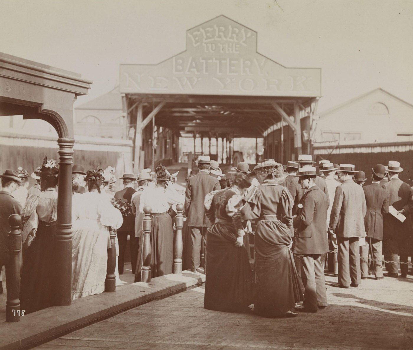 Staten Island Ferry Entrance Teeming With Crowd, 1895.
