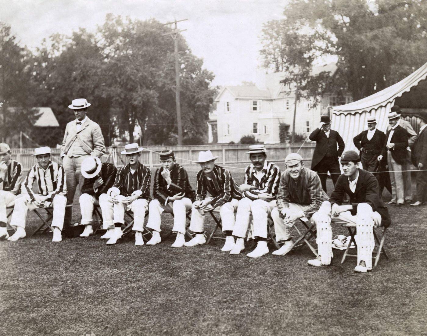 Pelham Warner'S Cricket Team Before Match On Staten Island, 1897.