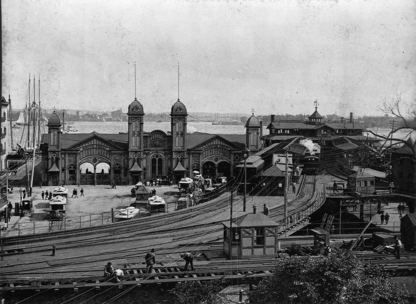 Staten Island Ferry Terminal And Elevated Railroad Tracks, 1890S.