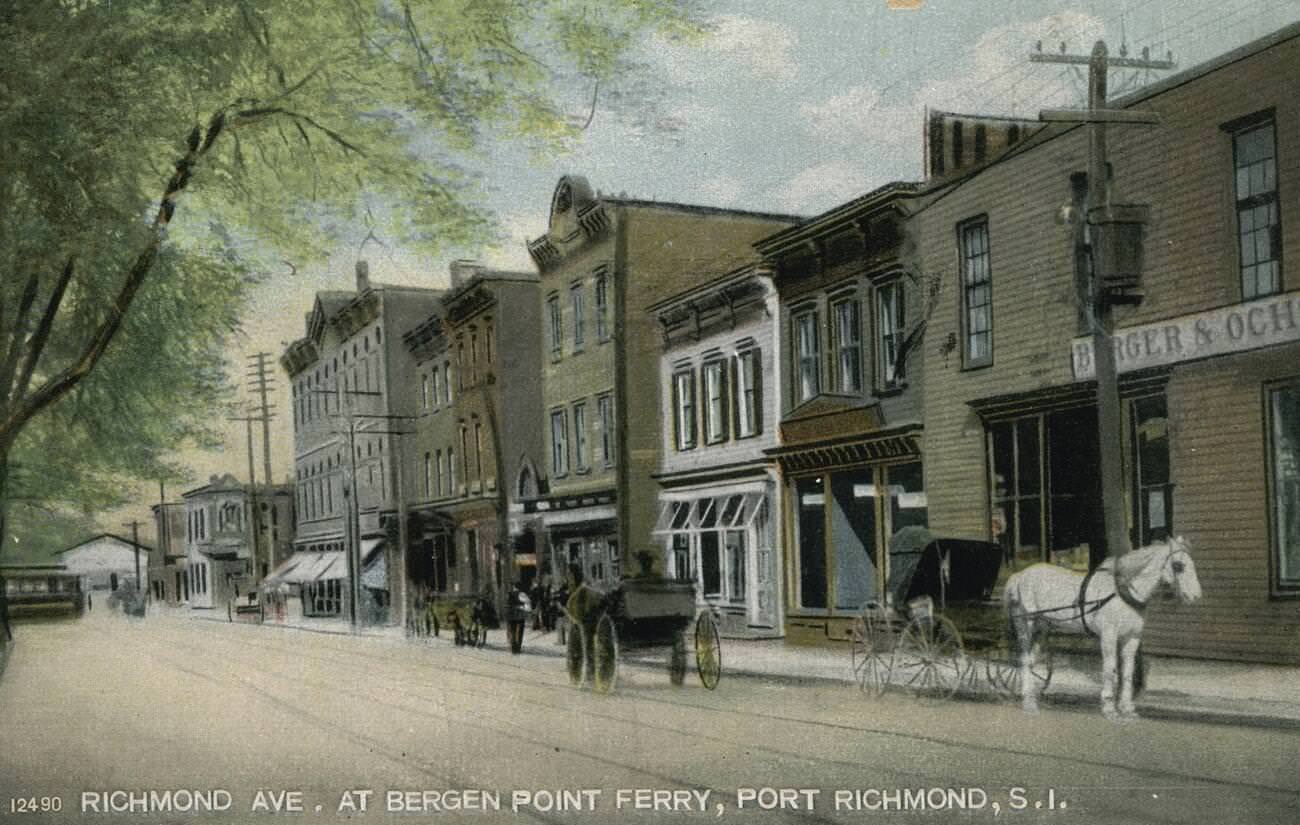 Richmond Avenue At Bergen Point Ferry, Port Richmond, Staten Island, 1900.