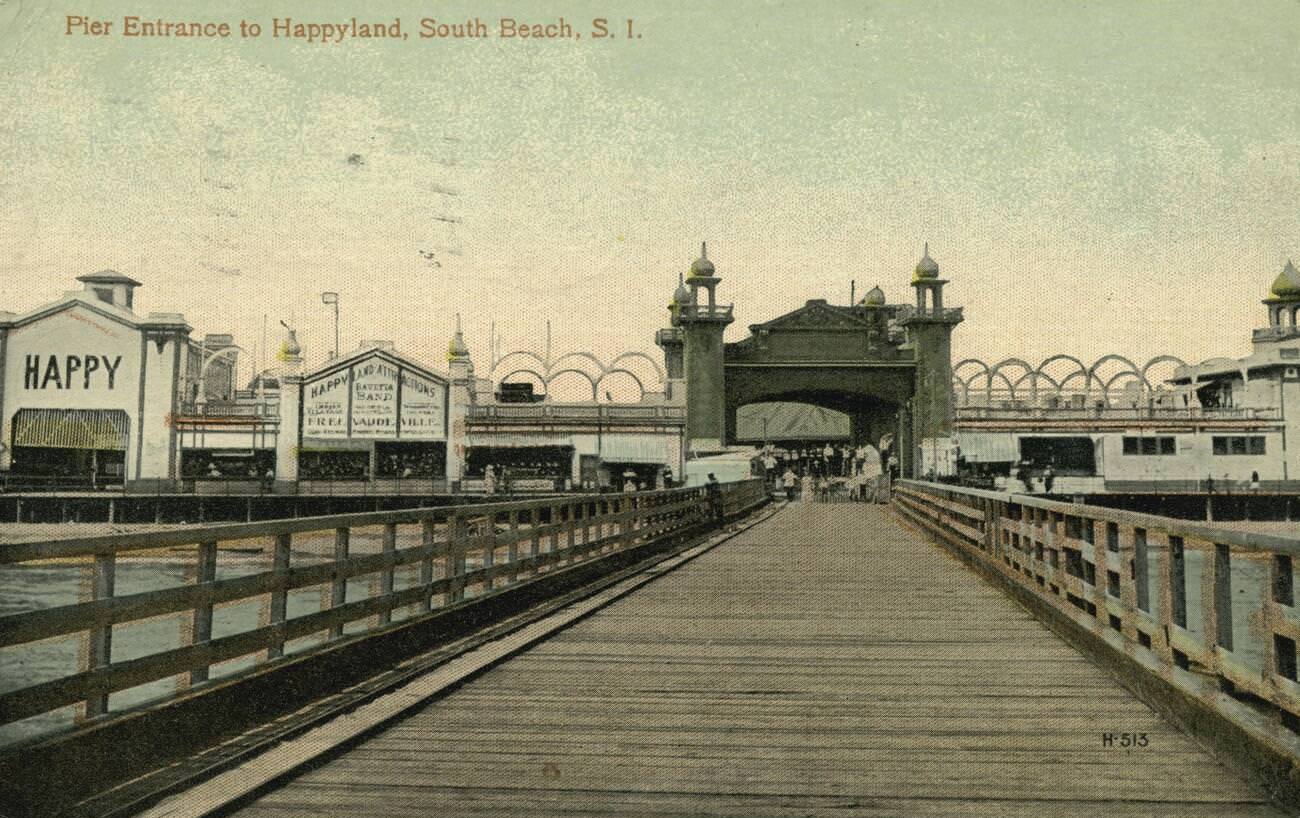 Sprawling Happyland Amusement Park, Viewed From A Pier In South Beach, Staten Island, 1900.
