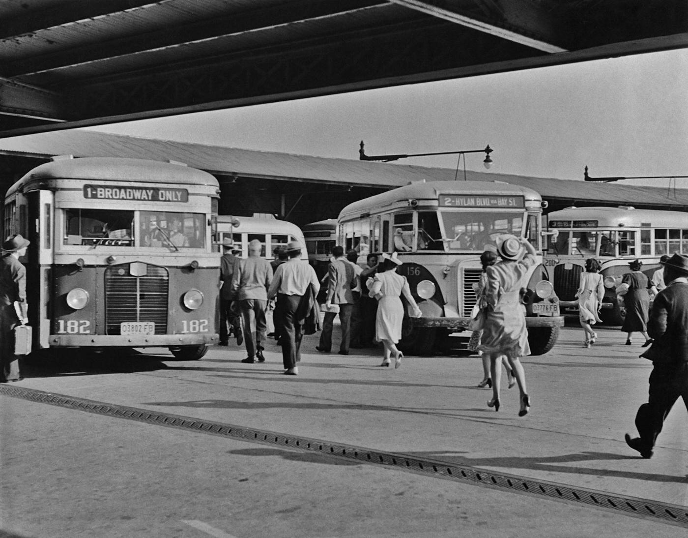 Staten Island Bus Station In New York, Circa 1942.