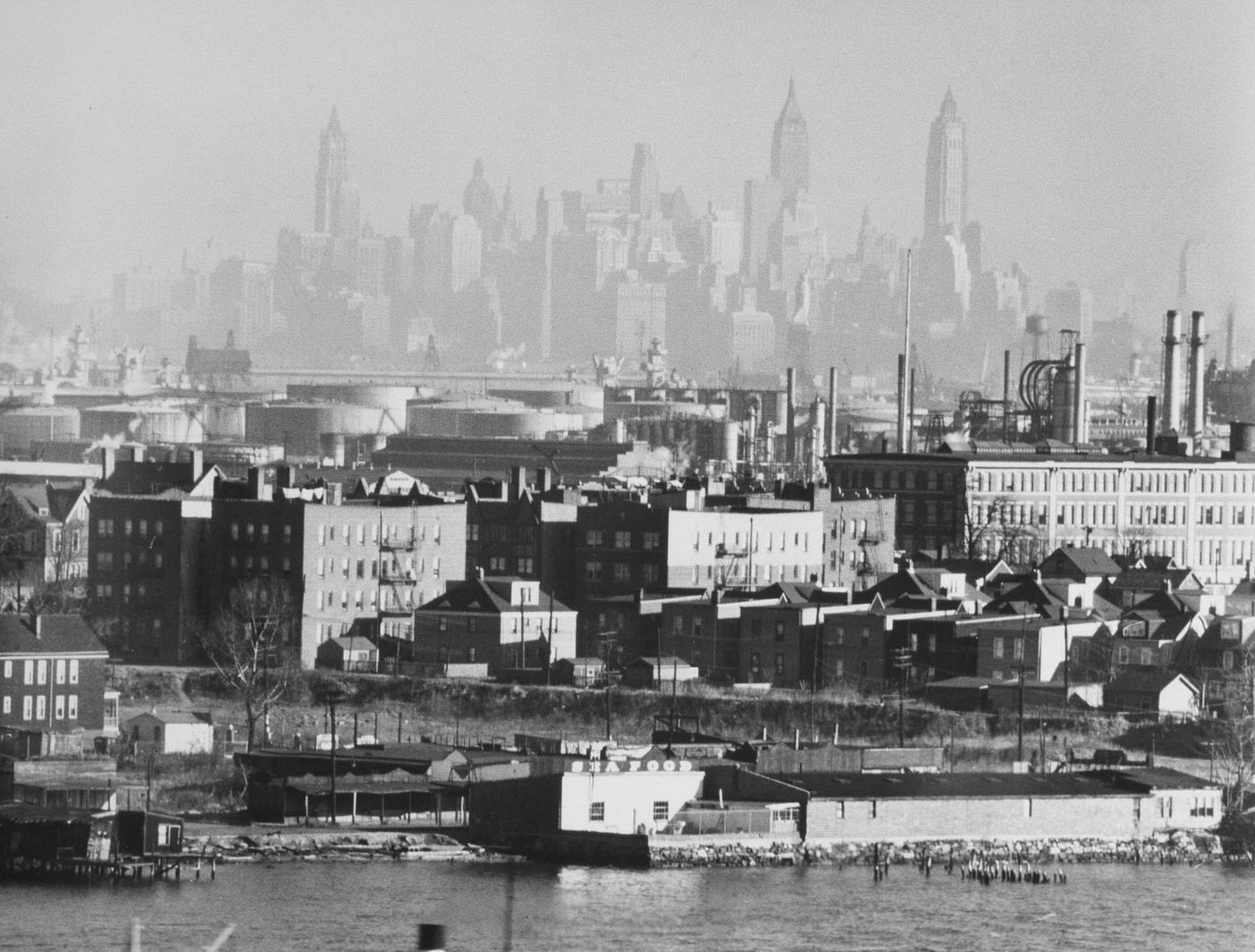 View Of Staten Island With Downtown Manhattan In The Background, Circa 1944.