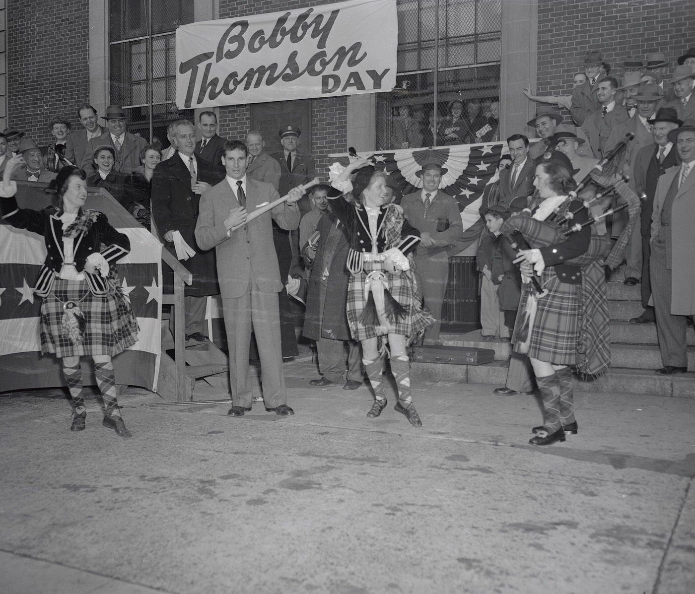 Bobby Thomson Celebrated With Dancing Scots During Bobby Thomson Day At Staten Island'S City Hall.