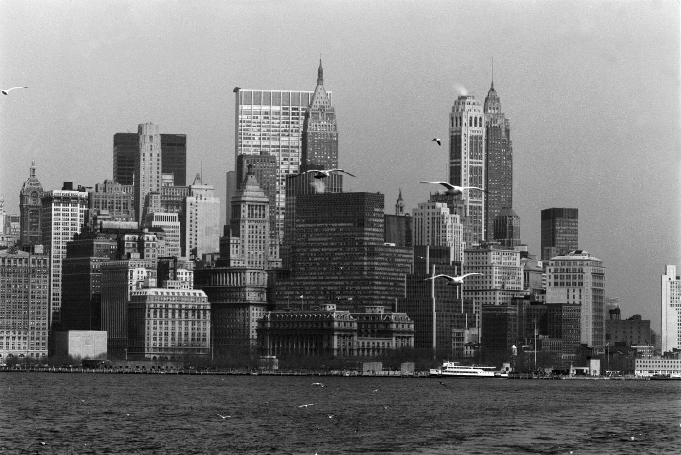 Southern Tip Of Manhattan Viewed From The Staten Island Ferry, Around 1950.