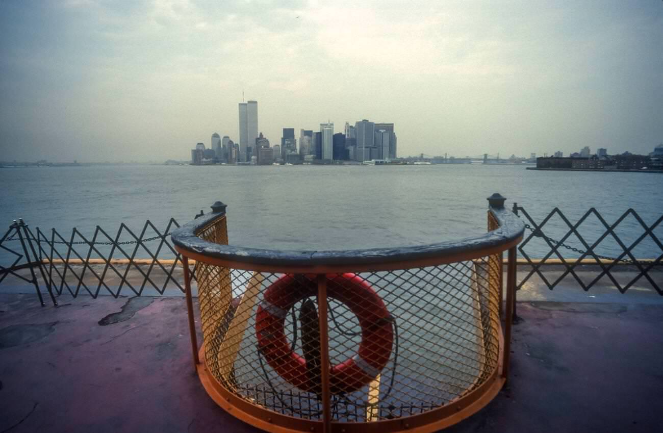 Manhattan Skyline Including World Trade Centre, From Staten Island Ferry, 1994.