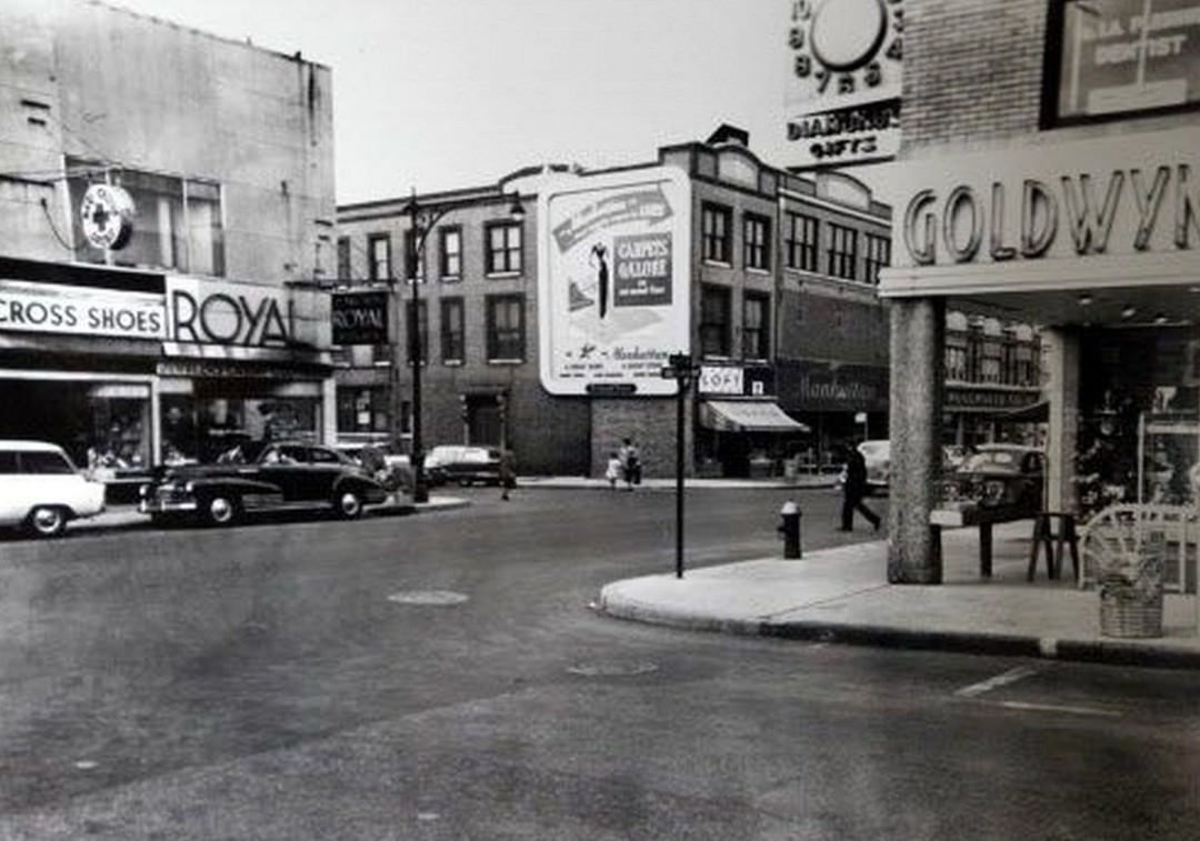 Richmond Avenue And Vreeland Street, Port Richmond, Various Businesses Including Red Cross Shoes And Woolworth'S, 1956.