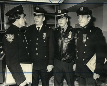 Police Awards, 1977: Assistant Chief James Meehan Congratulates Officers George Schlitz And Thomas Quinn, 1977