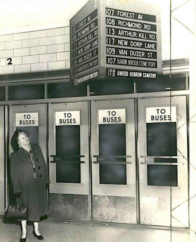 Bus Listings At The St. George Ferry Terminal, 1951.