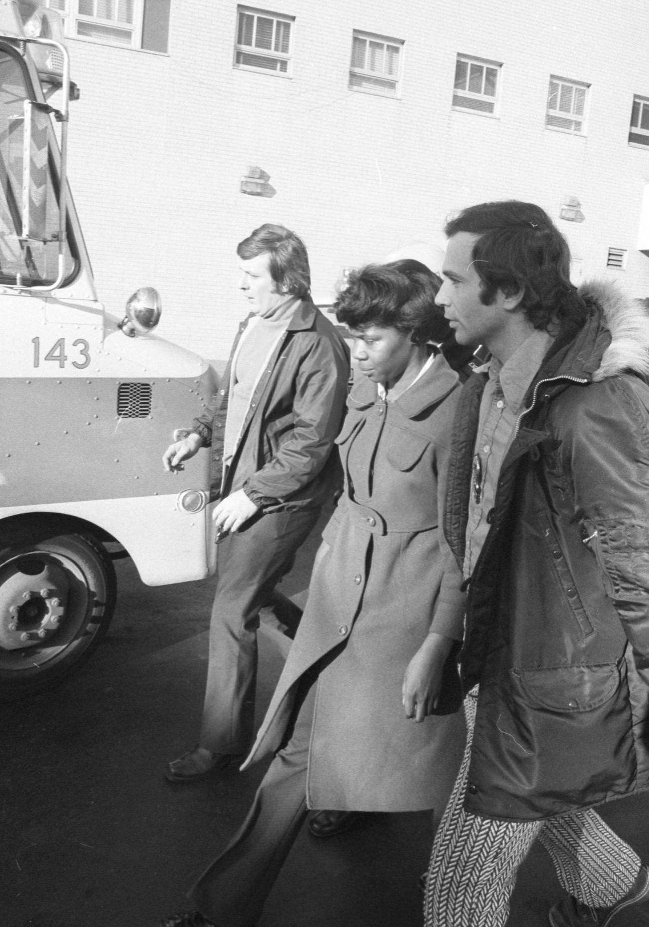 Hostage Fonnie Buckner Taken To Hospital After Brooklyn Siege, 1973