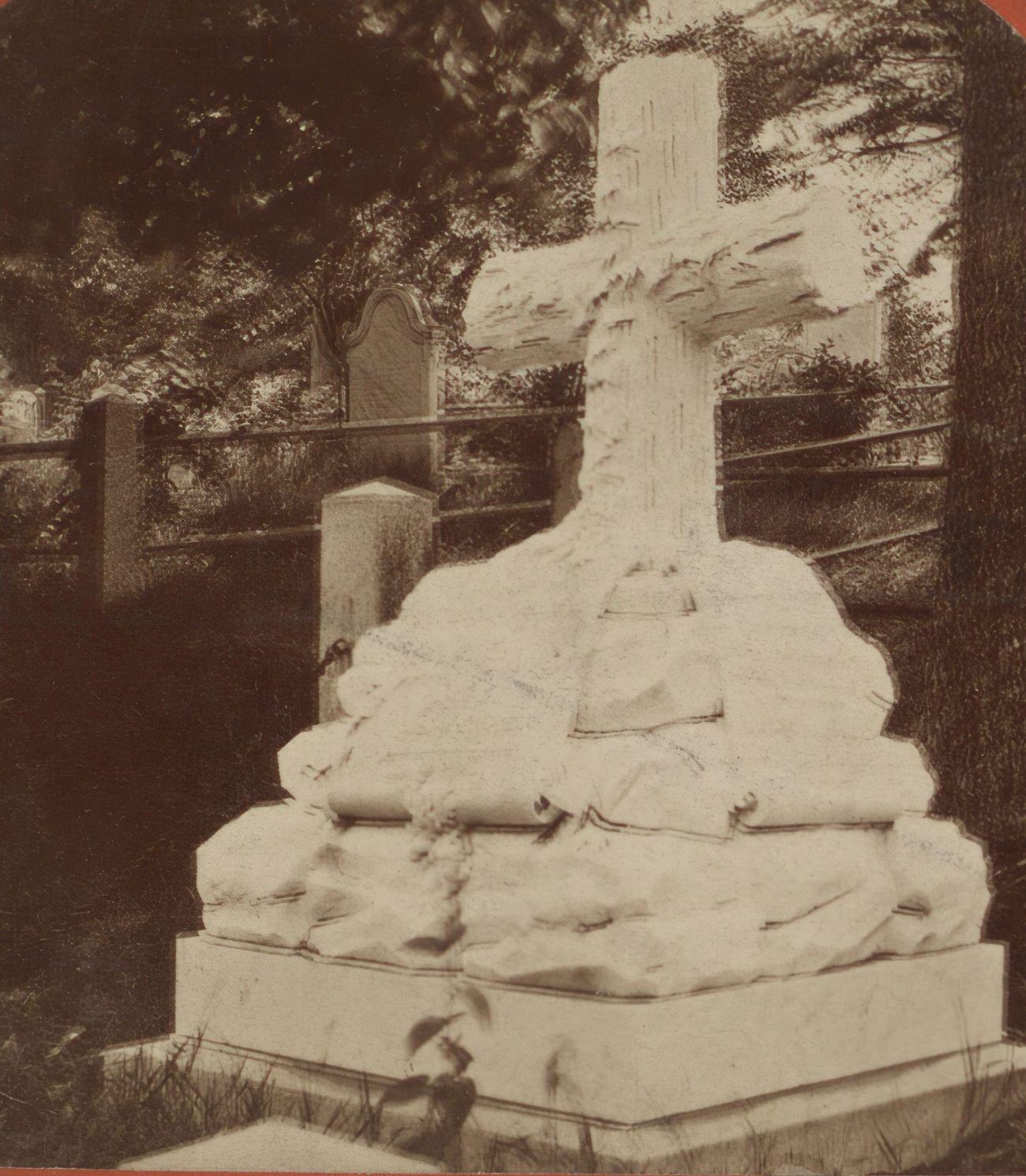 Marble Cross In Greenwood Cemetery, Brooklyn, 1860S